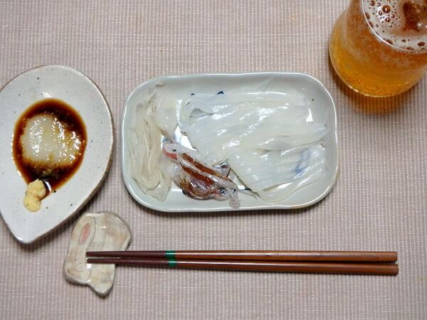 イカ刺しにて食す