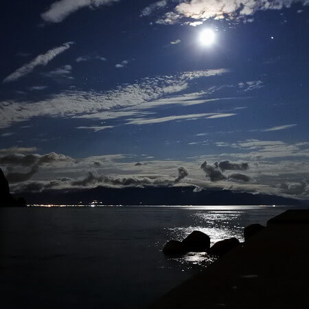 [月夜の港]