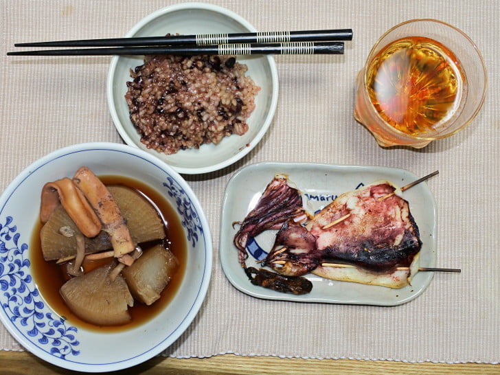 一夜干しとイカ大根