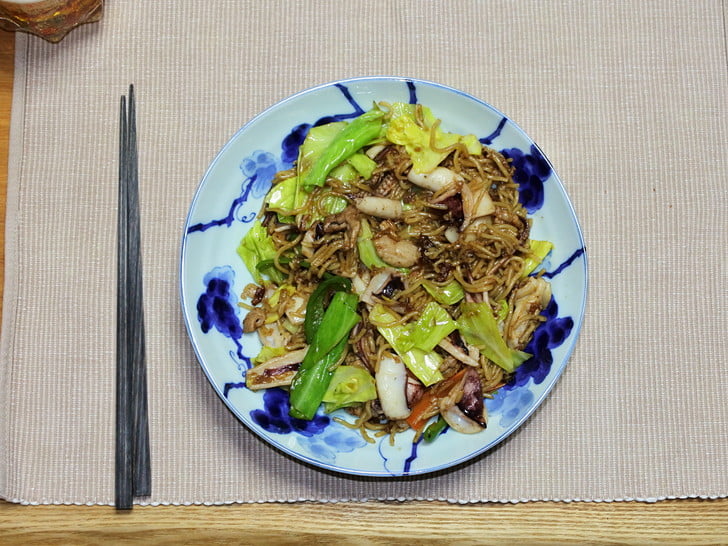 槍豆烏賊焼蕎麦