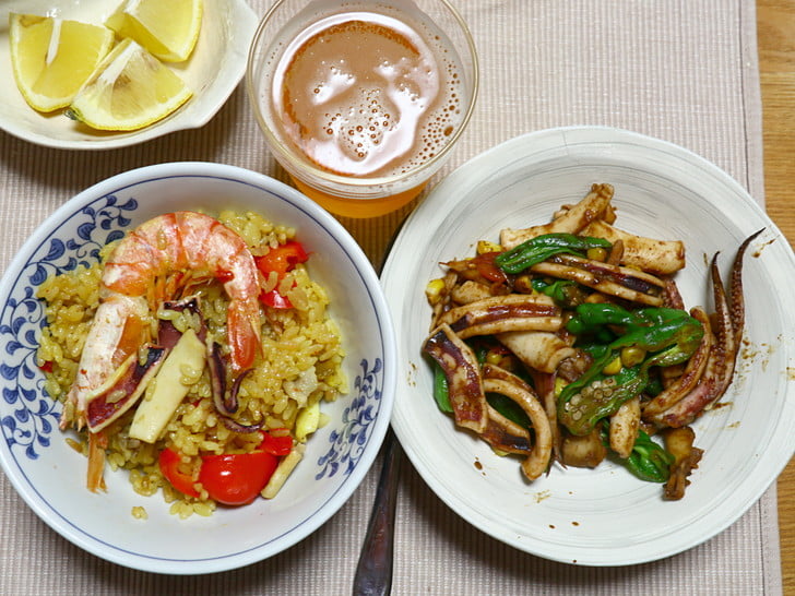 パエリア風と炒め物