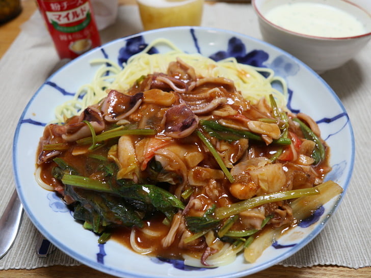 マメはパスタの具に