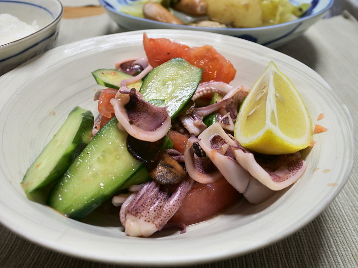 いかと野菜のレモンじょうゆあえ